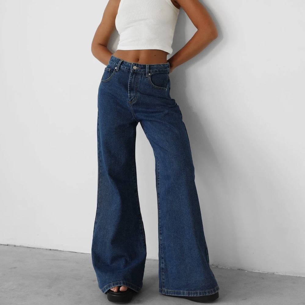 Ethan Wide Leg Jeans (Dark Denim)